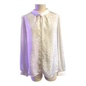 1980s Jozell Elegant Cream Silky Ivory Blouse XL